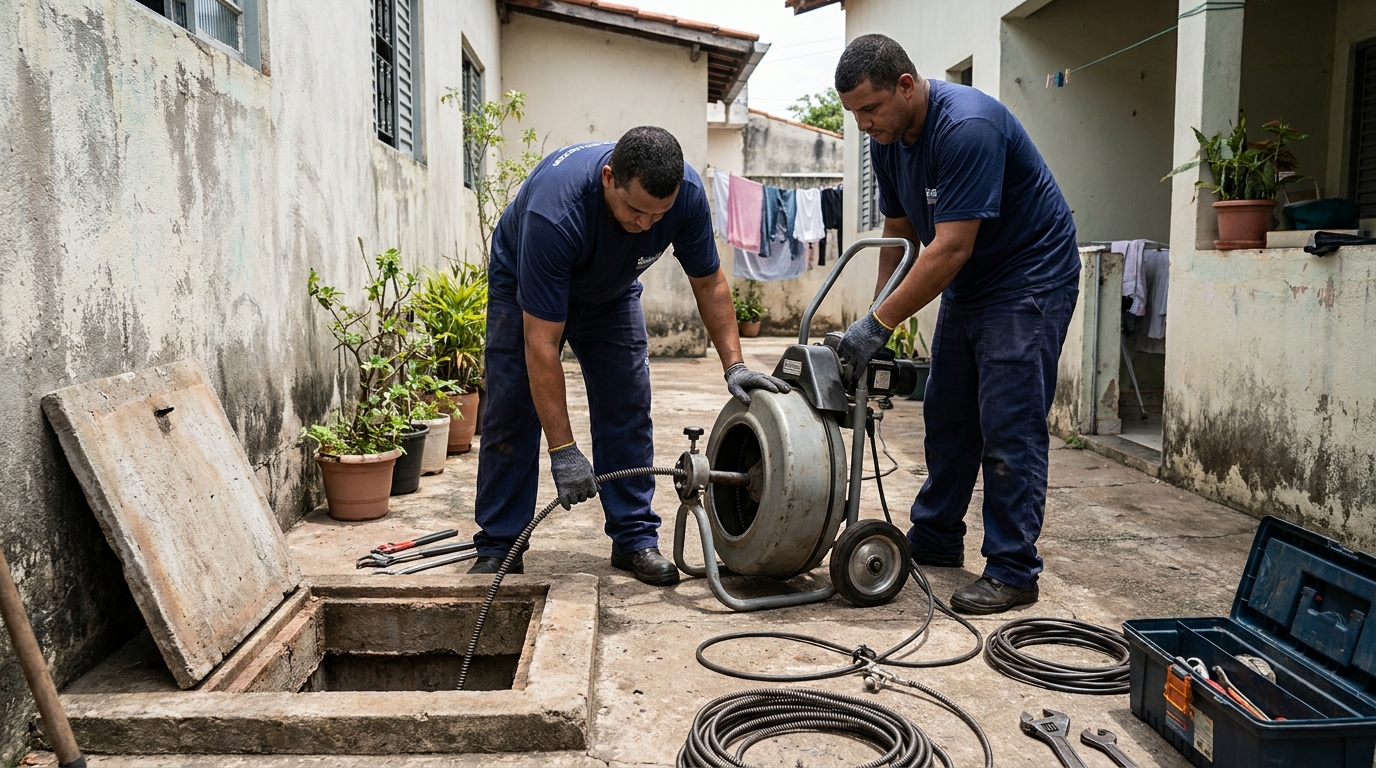 Desentupimento de rede de esgoto em Santos‑SP
