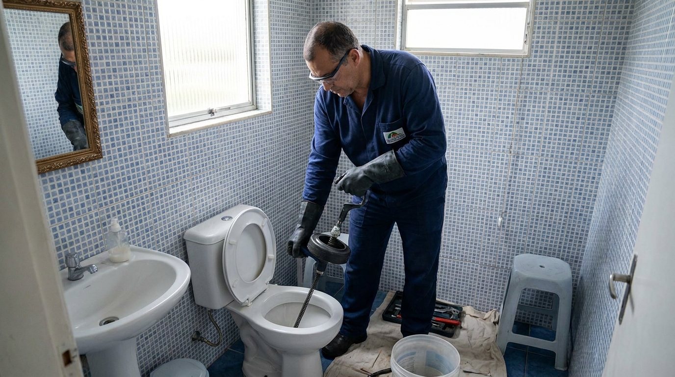 Desentupimento de vaso profissional em Santos‑SP