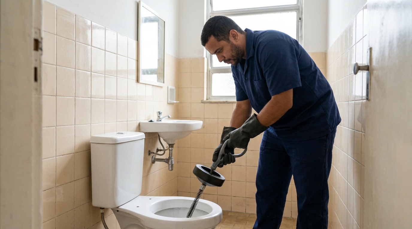 Desentupimento de vaso residencial em Santos‑SP