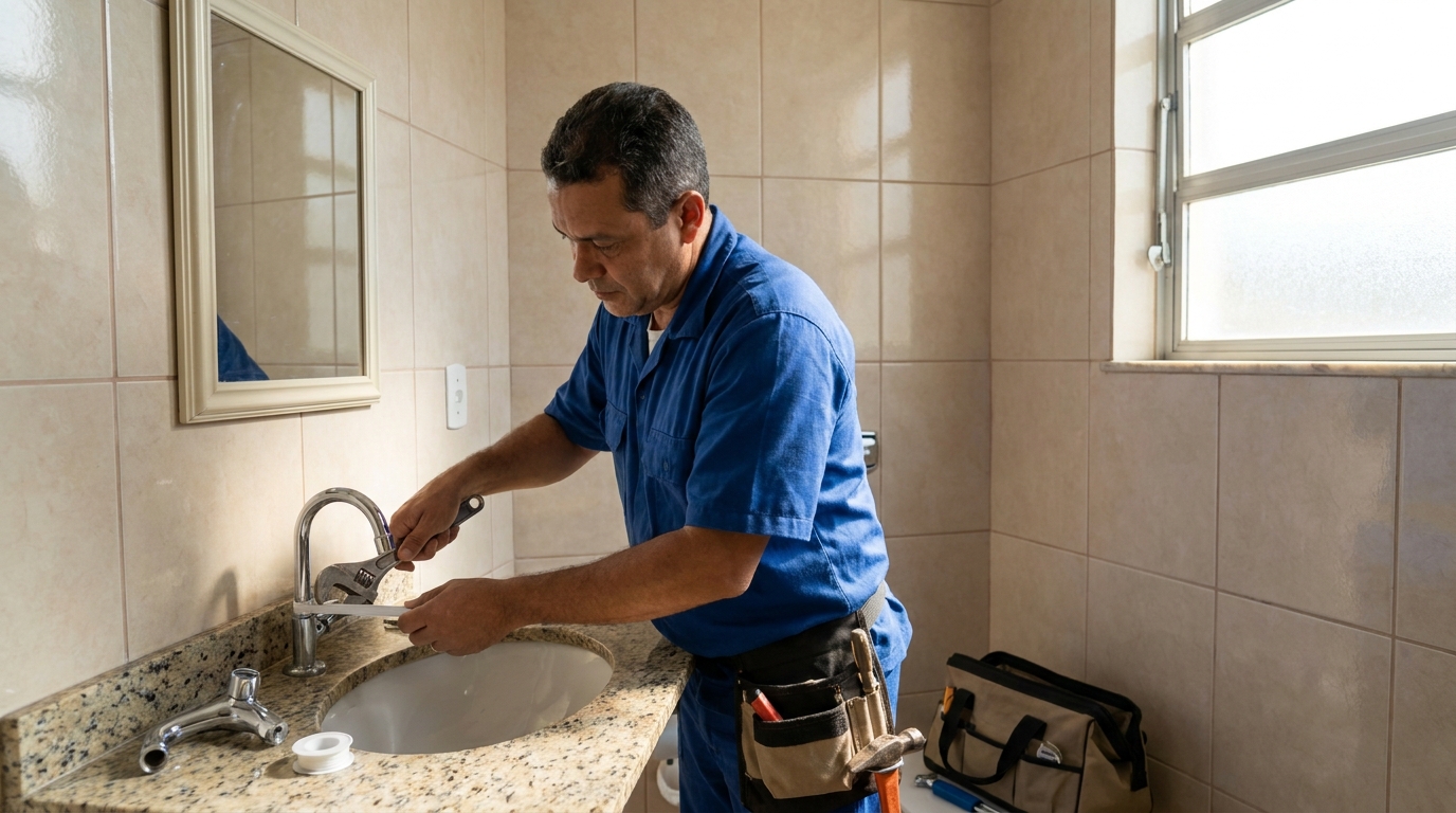 Instalação de torneira de banheiro em Santos‑SP