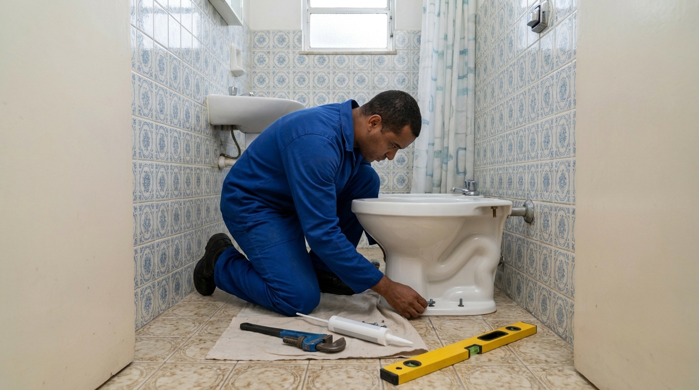 Instalação de vaso sanitário residencial em Santos‑SP